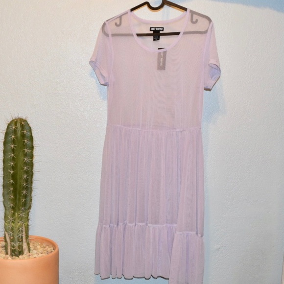 COPY - HotTopic Lavender Mesh Babydoll Dress - Picture 1 of 4